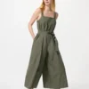 Jumpsuits til kvinder i linneblanding med indsnit | Stribet