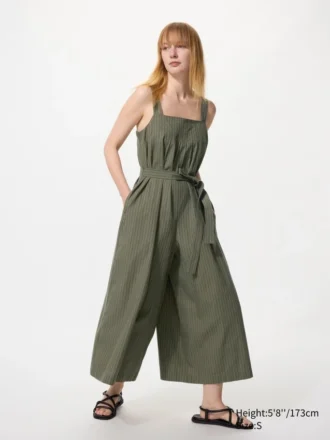 Jumpsuits til kvinder i linneblanding med indsnit | Stribet