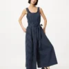 Jumpsuits til kvinder i linneblanding med indsnit | Stribet