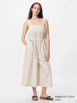 Jumpsuits til kvinder i linneblanding med indsnit | Stribet