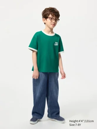 Kids AIRism bomulds-T-shirt med grafisk print