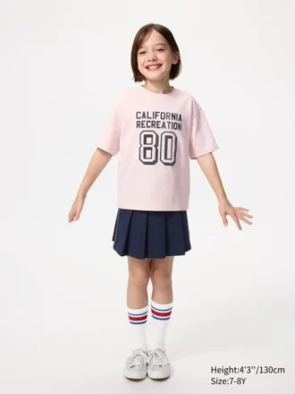 Kids AIRism bomulds-T-shirt med grafisk print
