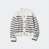 Kort cardigan i Souffle Yarn til kvinder | Stribet | V-hals