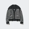 Kort cardigan i Souffle Yarn til kvinder | Stribet | V-hals
