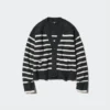 Kort cardigan i Souffle Yarn til kvinder | Stribet | V-hals