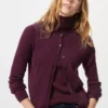 Kort ribstrikket cardigan i merinould for kvinder