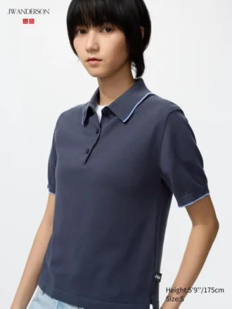 Kortærmet polo-sweater til kvinder