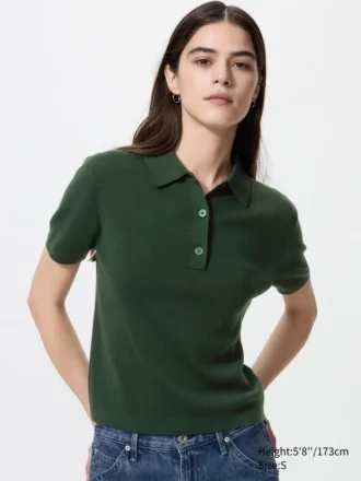 Kortærmet polo-sweater til kvinder