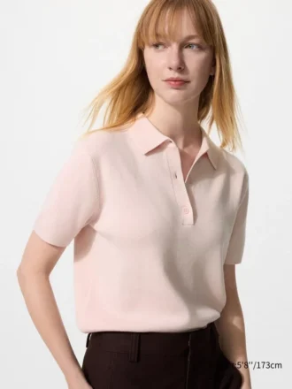 Kortærmet polo-sweater til kvinder