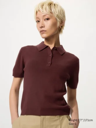 Kortærmet polo-sweater til kvinder