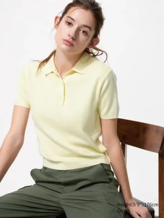 Kortærmet polo-sweater til kvinder