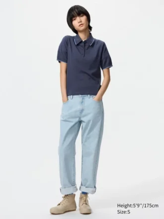 Kortærmet polo-sweater til kvinder