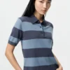 Kortærmet polo-sweater til kvinder | Stribet