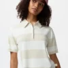 Kortærmet polo-sweater til kvinder | Stribet