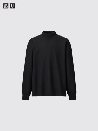 Langærmede T-shirts med opretstående krave i børstet jersey til mænd