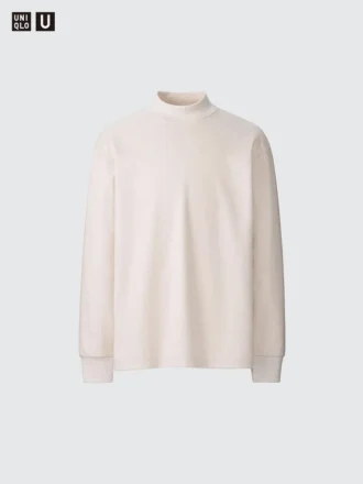 Langærmede T-shirts med opretstående krave i børstet jersey til mænd