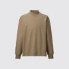 Langærmede T-shirts med opretstående krave i børstet jersey til mænd