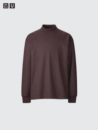 Langærmede T-shirts med opretstående krave i børstet jersey til mænd