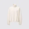 Langærmede T-shirts med rullekraver i børstet jersey til kvinder