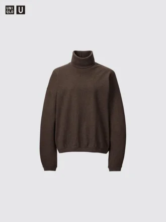 Langærmede T-shirts med rullekraver i børstet jersey til kvinder