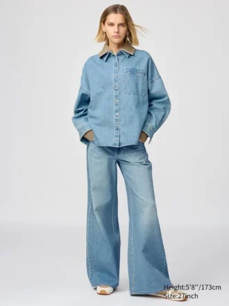 Lave, brede jeans med lav taljehøjde til kvinder