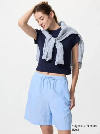 Lette shorts i linneblanding til kvinder