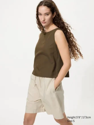 Lette shorts i linneblanding til kvinder