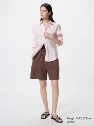 Lette shorts i linneblanding til kvinder