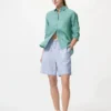 Lette shorts i linneblanding til kvinder | Stribet