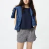 Linen-bomuldsshorts til kvinder | Stribet | 2,5″