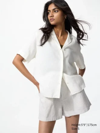 Linen-bomuldsshorts til kvinder | Stribet | 2,5″