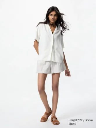 Linen-bomuldsshorts til kvinder | Stribet | 2,5″