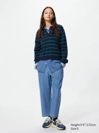 Løse ankelbukser i bomuld til kvinder | Denim