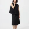 Midi-nederdel i linneblanding til kvinder | Shorts