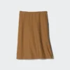Midi-nederdel i linneblanding til kvinder | Shorts