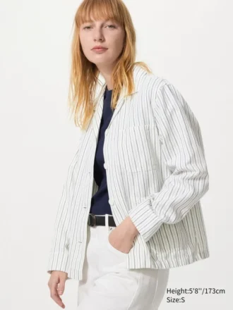 Overalls i linneblanding til kvinder | Stribet