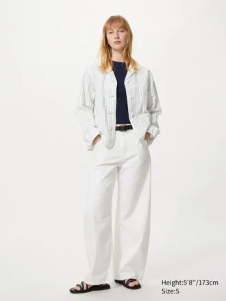 Overalls i linneblanding til kvinder | Stribet