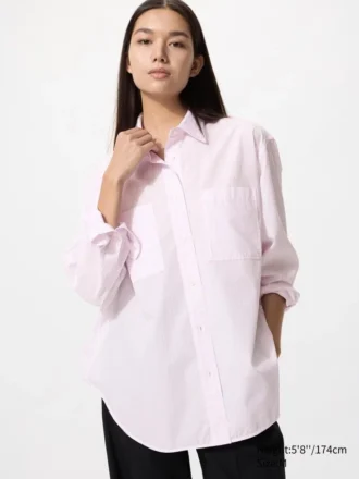 Oversized bomuldsskjorte til kvinder | Stribet