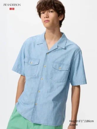 Oversized chambray-skjorte til mænd