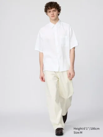 Oversized herreskjorte i Premium Linen | Korte ærmer