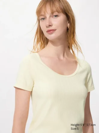 Pointelle mini-T-shirt med rund hals til kvinder