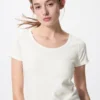 Pointelle mini-T-shirt med rund hals til kvinder