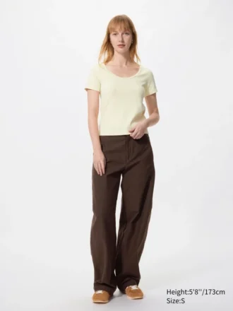 Pointelle mini-T-shirt med rund hals til kvinder