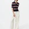 Pointelle Skipper-sweater i bomuld til kvinder | Stribet