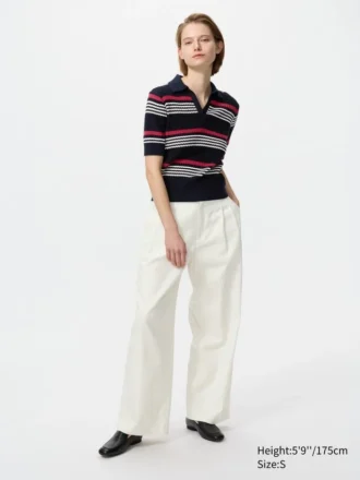 Pointelle Skipper-sweater i bomuld til kvinder | Stribet