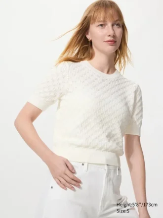 Pointelle-sweater til kvinder | Korte ærmer