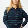 Polo-sweater i glat bomuld til kvinder | Stribet