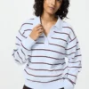 Polo-sweater i glat bomuld til kvinder | Stribet