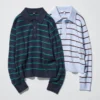 Polo-sweater i glat bomuld til kvinder | Stribet