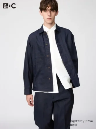 Premium Linen-linede skjortejakke til mænd